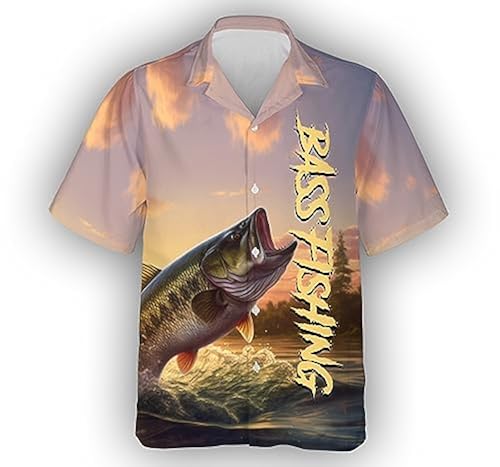 Bass Fishing Hawaiian Shirt for Men, Fish Shirt Short Sleeve