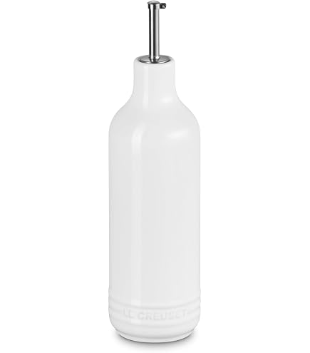 Ensemble Huile Et Vinaigre Le Creuset Signature - Grès Meringue, 300ml Chacun, Buse Inox - Pour Cuisine Et Table