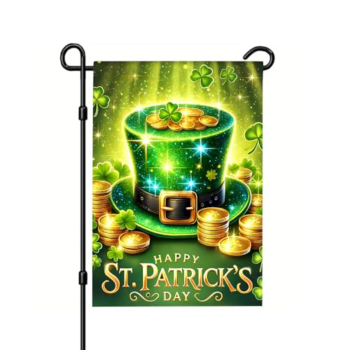 Leprechaun Hat Garden Flag 12 x 18 in Double Sided Polyester Gold Decor at Amazon