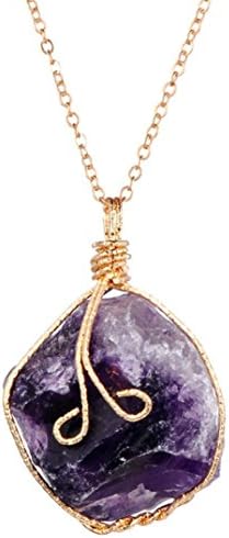 Necklace for Women, Shybuy Fashion Nature Stone Crystal Chakra Rock Necklace Quartz Pendant Necklace (Purple)