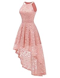 BeryLove Vestido de cóctel de encaje floral sin mangas para dama de honor