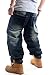 Easy Men's Boy Hip-hop Floral Distressed Plus Size Baggy Jean Long Pants