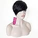 HOTKIS Short Bob Wigs Short Pixie Human Hair Wigs with Bangs Black Hair Short Wigs for Black Women (Side Bang)