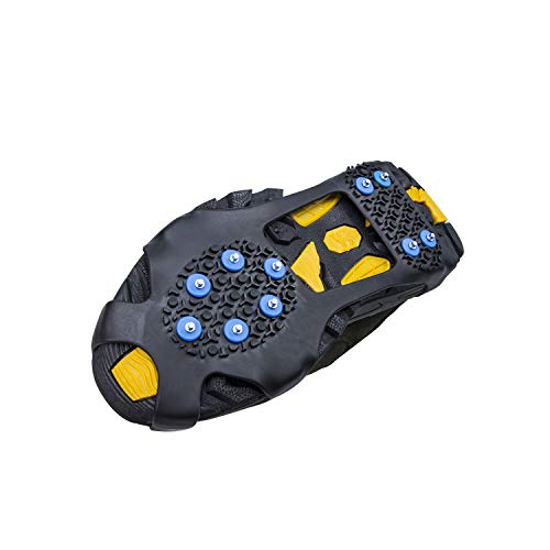 willceal Ice Cleats, Ice Grippers Traction Cleats Shoes and Boots Rubber Snow Shoe Spikes Crampons with 10 Steel Studs Cleats Prevent Outdoor Activities from Wrestling (Blue, Medium)
