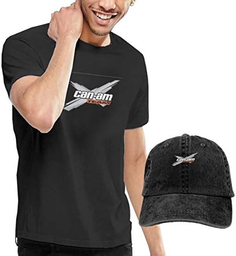 Mens Can Am Logo Cotton Cotton Short Sleeve T-Shirt and Cowboy Hat Black