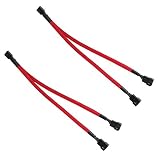ZEXMTE PWM Fan Splitter Cable 4 Pin Y Splitter 1 to 2 Converter Computer PC Fan Power Extension Cable,Red Sleeved,2 Pack