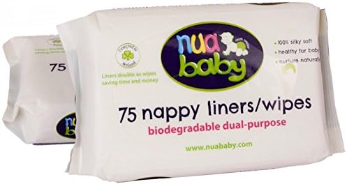 #1 Best dual purpose Liners for Cloth Diapers by nuababy-soft-unscented-biodegradable-reusable-75 liners per pack-comes in convenient pull pack (1 pack)