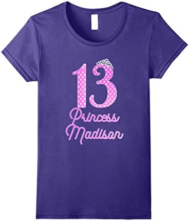 Womens 13th birthday princess Madison t shirt for teens girl gift XL Purple