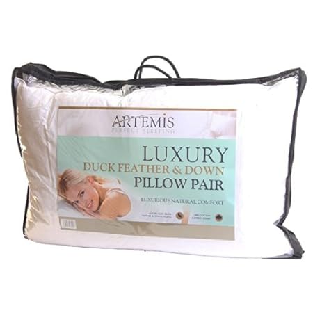 Textile Online Pair Of Duck Feather Down Pillows Standard Size