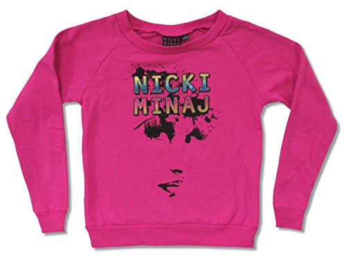 Juniors Nicki Minaj Face Pink Crewneck Sweatshirt (X-Large)