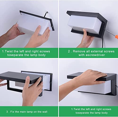 LED Wall Light, IP65 Waterproof 18W Cold White 6000K Aluminum Rectangle Outdoor Wall Lamp Outdoor Lamp for Garden Front Bathroom Porch Garage