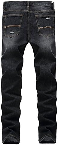 B Dressy Fashion;Handsome Men's Ripped Slim Fit Tapered Leg Jeans D-black28Wx30L(Tag 30)