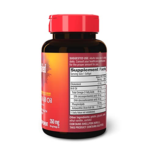 MEGARED – OMEGA-3 KRILL OIL 350MG SOFTGELS (130 COUNT IN A BOTTLE), EPA & DHA OMEGA-3 FATTY ACIDS WITH NO FISHY AFTERTASTE UNLIKE FISH OIL, CONTAINS ANTIOXIDANT ASTAXANTHIN