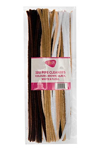 Edukit Pack of 120 Pipe Cleaners - in Brown, Black, White & Flesh Colours, Assortment of Craft Multi-Purpose Wire Pipe Cleaners 28cm x 6mm.