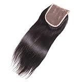 Elva Hair Free Part Straight Lace Closure Bleached Knots Brazilian 3.5