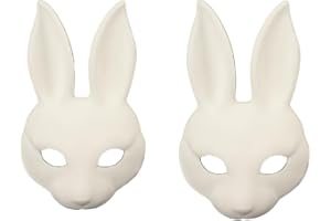 Anbaby 2 Pcs White DIY Bunny Mask Perfect for Costume Party or Festive Events Accessory