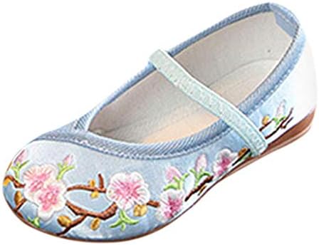 Kid Dancing Shoes FAPIZI Baby Girls Embroidery Flower Ethnic Style Shoes Casual Single Cloth Shoes Sandals