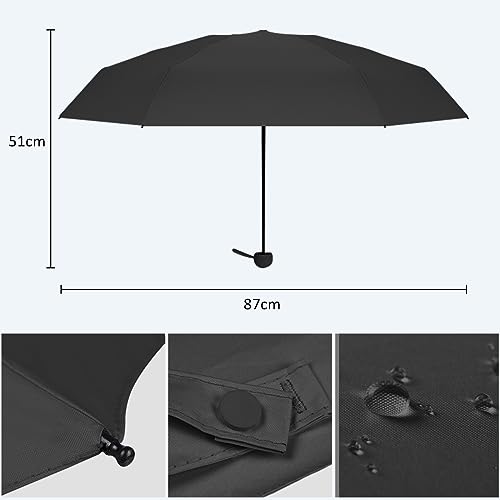 MXCOCO Paraguas de Bolsillo para Lluvia y Sol, Mini Sombrilla Plegable con Protección UV, Resistente al Viento y Lluvia, Ligero y Portátil con Estuche para Llevarlo Diario en Bolsa o Mochila