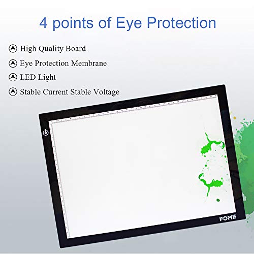 B4 Light Box, FOME Ultra-Thin B4 Tracing Light Box USB Power Adjustable Brightness LED Drawing Board Tracing Pad Artcraft Tracing Light Pad for Artists Drawing Sketching Animation Stenciling - Thumbnail 3