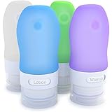 Dot&amp;Dot Travel Bottles, White/Blue/Green/Purple, 1.25 oz , Set of 4