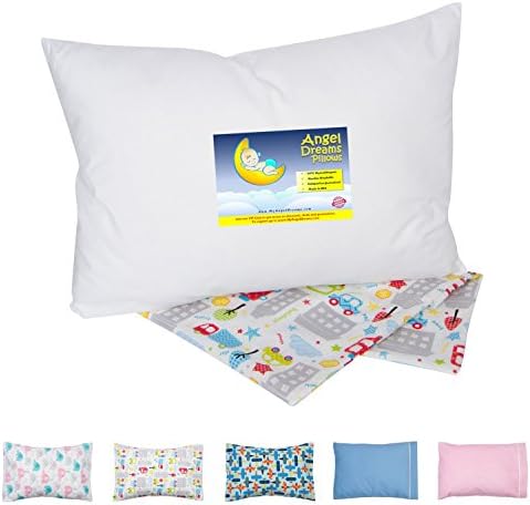 Angel Dreams Toddler Pillow 13x18 Bundle with Tailored Pillowcase (Cars Theme)