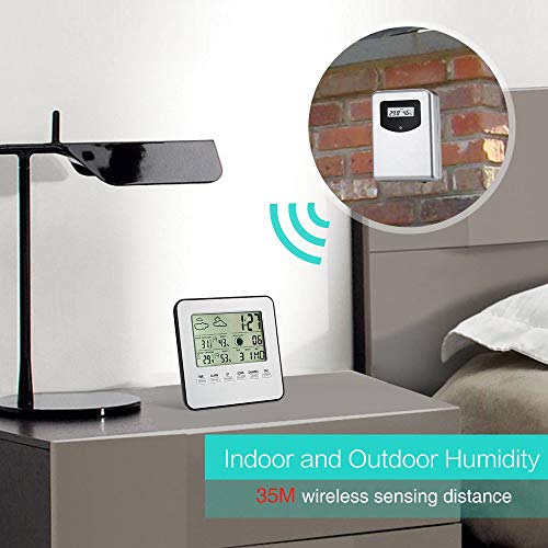 TOOGOO Upgraded Weather Station, Wireless Digital Indoor Outdoor Thermometer Hygrometer, Remote Sensor, Home Weather Forecaster Station, Humidity, Clock, Alarm Clock - Thumbnail 5
