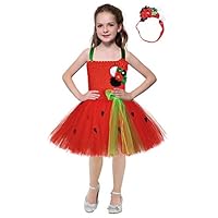 SanLai Halloween Strawberry Role Play Costume for Girls Birthday Party Fruit Tutu Costumes for Kids Girl with Headband 7T 8T