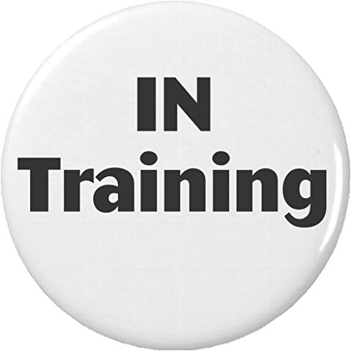 IN Training (black & white) 1.25â€ Button Pin Service Animal Work Staff Employee