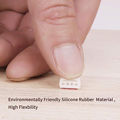Professional Doors Windows Seal Strip(W x H :9mmX8mm) Multi-Hole Design Silicone Self-Adhesive Insulation Rubber Anti-Collision (D Type 6M, White) - Thumbnail 4