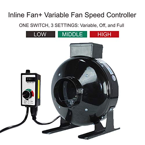 BloomGrow 4'' Inline Fan Carbon Filter Ducting Combo + Fan Speed