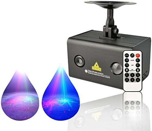 ZjRight Laser Light Red Green 20 Patterns LED Projector DJ Stage Lighting Show With Blue Auto Sound active Professional Disco DJs Birthday Family Party Clubs and Wedding