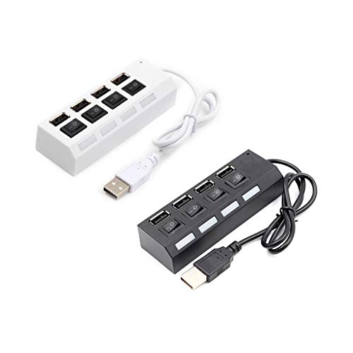 KOROWA 4 Port/7 Port USB Hub Multi USB Splitter with on/Off Switch Plug Power Adapter for PC Notebook Laptop