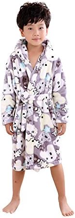 Bathrobes for Kids Boys and Girls Soft Velvet Cute Spa Party Kimono Robe