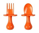 Babyware by eZtotZ Made in USA First Self Feeding Spoon Fork Utensil Set for Baby Led Weaning and Toddlers BPA Free (Orange)