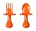 Babyware Made in USA First Self Feeding Spoon Fork Utensil Set for Baby Led Weaning and Toddlers BPA Free (Orange)