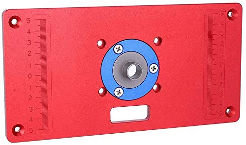 Aluminum Router Table Insert Plate - Trim Router Table Plate Woodworking Flip Trimming Board with 2 Aluminum Rings and Install Screws for Woodworking Bench (Hole spacing: 70 x 60 mm, Red)