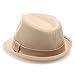 Classic Trilby Short Brim 100% Cotton Twill Fedora Hat with Band(Khaki,LXL)