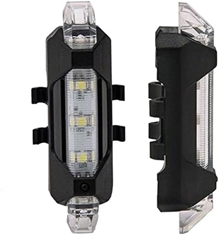 Sawz USB Rechargeable Bike Tail Light, 4 Modes 12 Hours Flashing Safety Light, Easy To install Rear Bicycle Light Warning Light with USB Cable (White)
