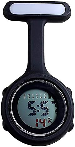 meiyuan Silicone Digital Display Nurse Watch Brooch Health Care Nurse Doctor Paramedic Brooch Fob Watch Black
