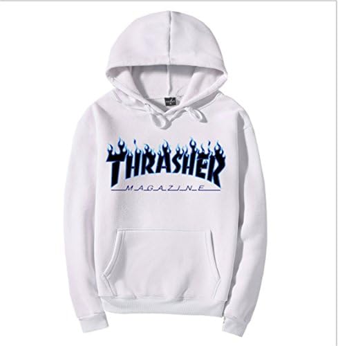 DKSM Blue flame THRASHER Logo men's and women fleeve hooded long-sleeved clothing