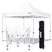Ohuhu EZ Pop-Up Canopy Tent, 10 x 10 FT Instant Shelter Commercial Canopies with 3 Adjustable Heights & Portable Roller Carrying Bag, White (Light Blue)