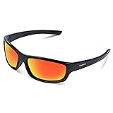 Duduma Polarized Sports Sunglasses for Men Women Baseball Running Cycling Fishing Driving Golf Softball Hiking Sunglasses Unbreakable Frame Du645(Black frame with red mirror lens)