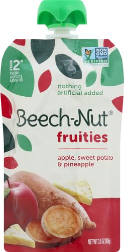 BEECH-NUT FRUITIES STAGE 2 BABY FOOD, APPLE SWEET POTATO & PINEAPPLE, 3.5 OZ POUCH