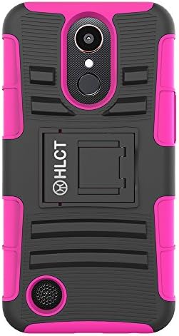 LG K20 Plus Stand Case, HLCT Rugged Shock Proof Dual-Layer PC and Soft Silicone Case With Built-In Kickstand for LG K20 Plus (2017) (Rose Pink)