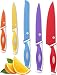 Vremi 10 Piece Colorful Knife Set - 5 Kitchen Knives with 5 Knife Sheath Covers - Chef Knife Sets with Carving Serrated Utility Chef's and Paring Knives - Magnetic Knife Set with Matching Color Case