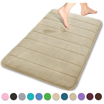 Yimobra Memory Foam Bath Mat, Comfortable, Soft, Super Water Absorption, Machine Wash, Non-Slip, Thick, Easier to Dry for Bathroom Floor Rug (24 x 17 Inch, Camel)