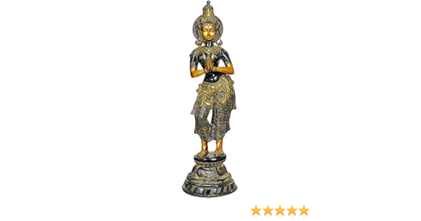 amazon com namaste welcome lady brass statue home kitchen namaste welcome lady brass statue