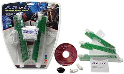 Anvii Programmable Wireless Wheel Lights Deluxe Pack with 3 Light Bundle/USB/CD, Dazzling R.G.B
