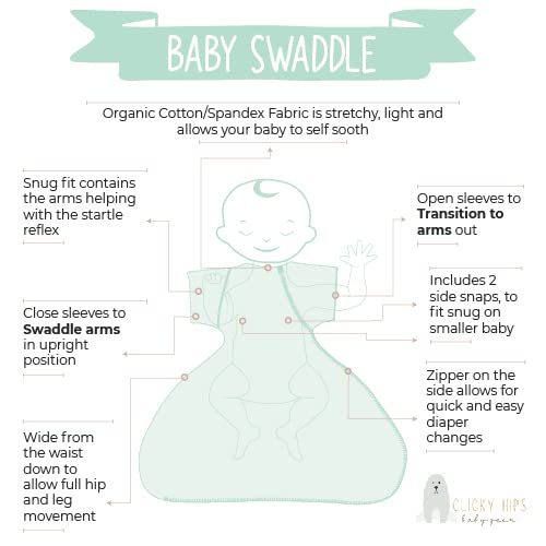 Swaddle Sack with Arms Up, Allows Babies Hips to Move Freely, fits