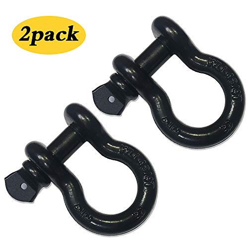 Shackles 3/4"(2 Pack) Robbor D-ring Shackle Rugged 28.5 Ton (57,000 Lbs) Maximum Break Strength 4.75 Ton (9500 lbs) Capacity-Heavy Duty Tow Shackles Perfect Jeep D Ring Shackles&Other Vehicle Recovery